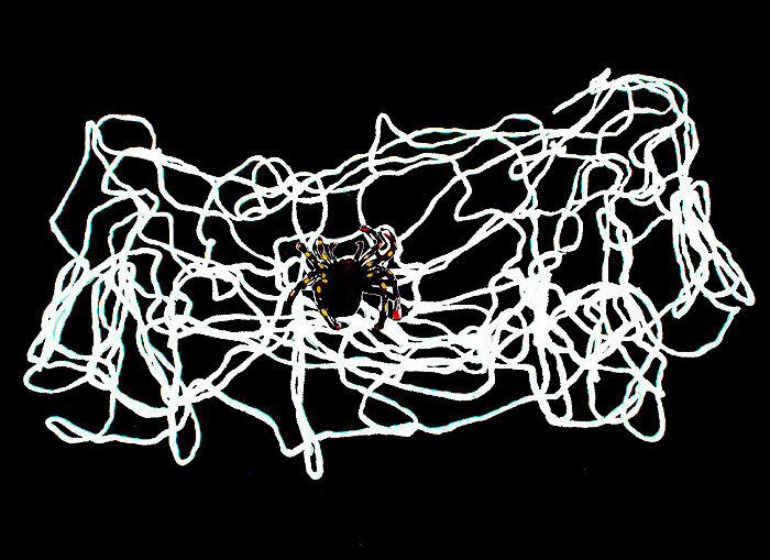 Паутина черной вдовы белая, полиэстер, пластмасса, толщина 3 мм, Ø 1 метр