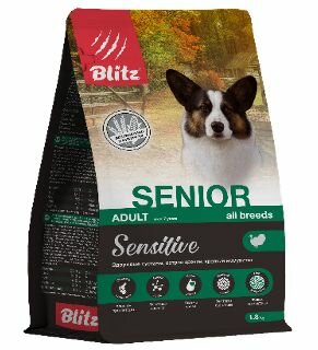 Сухой корм Blitz Adult SENIOR Sensitive корм д/собак всех пород старше 7 лет, с индейкой, 1,8 кг