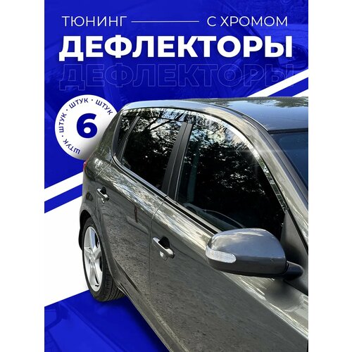 Плоские дефлекторы на Hyundai Santa Fe 4 (2018-2023) Хром