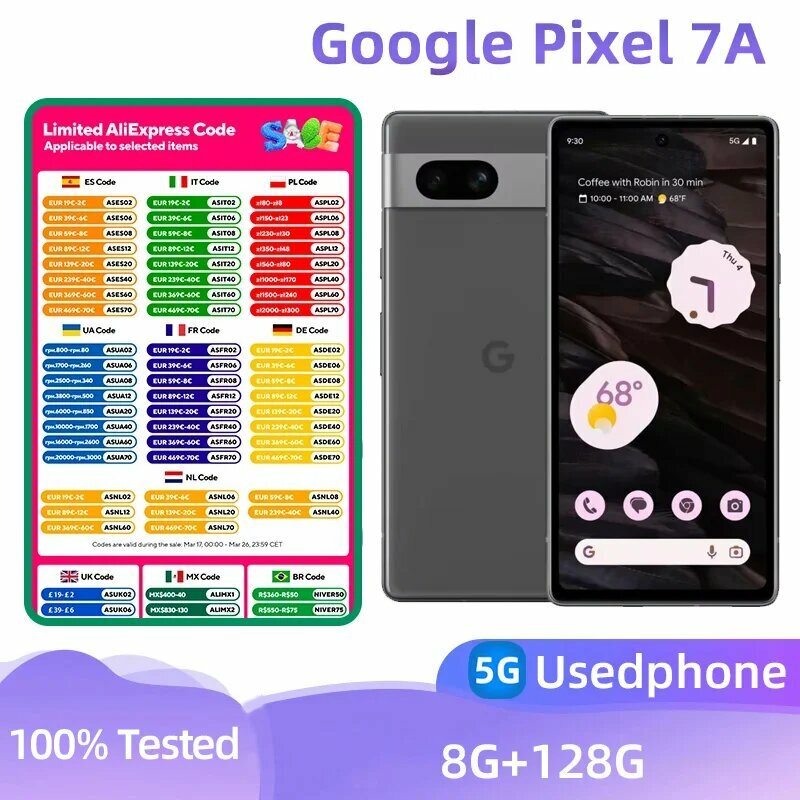 Смартфон Google Pixel 7a, 8/128ГБ, global, Б/у, Google, Pixel 7a, Смартфон, Голубой, 8ГБ, 128ГБ, global, Б/у, 01.04.2023 — фото 1