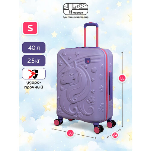 фото Чемодан-каталка it luggage, ручная кладь, 37х54х23 см, фиолетовый