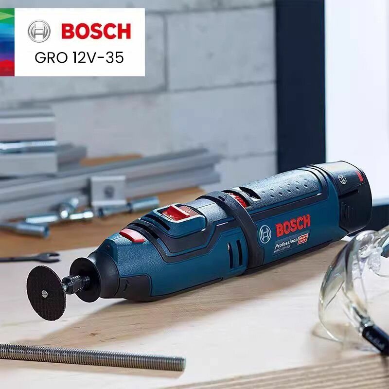 Гравер . Bosch GRO 12V-35 .35 000 об/мин 3.2 мм оснастка (Содержит батареи)