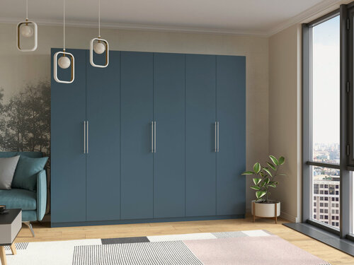 Изображение товара Шкаф распашной Калифорния-6 Альби Полуночно-синий для одежды шестидверный 260*250*40