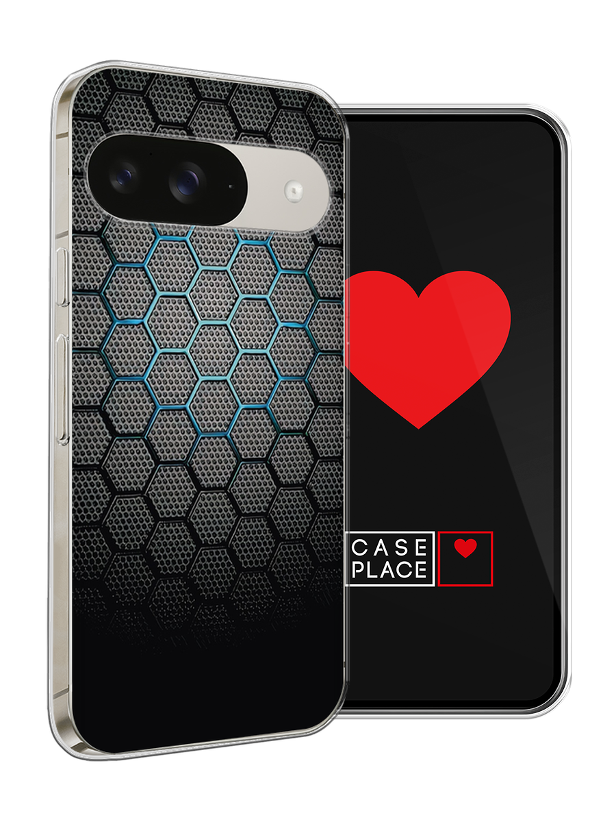 Чехол на Google Pixel 9 / Гугл Пиксель 9 с принтом Бирюзовые соты — фото 1