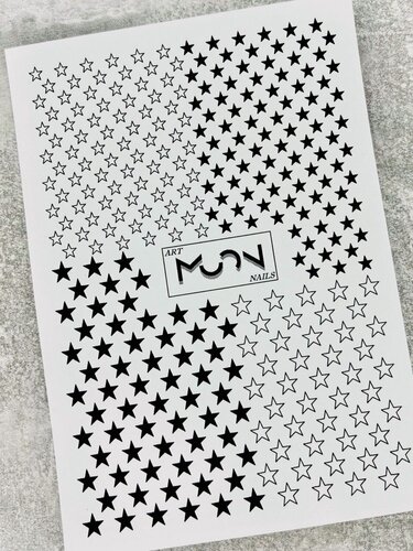 Изображение товара Наклейки для ногтей "Звездочки". Водные слайдеры для ногтей. 10 на 13.5 см. На любой фон.