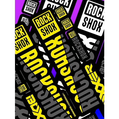 Наклейки на вилку велосипеда Рок Шокс Боксер жёлтые