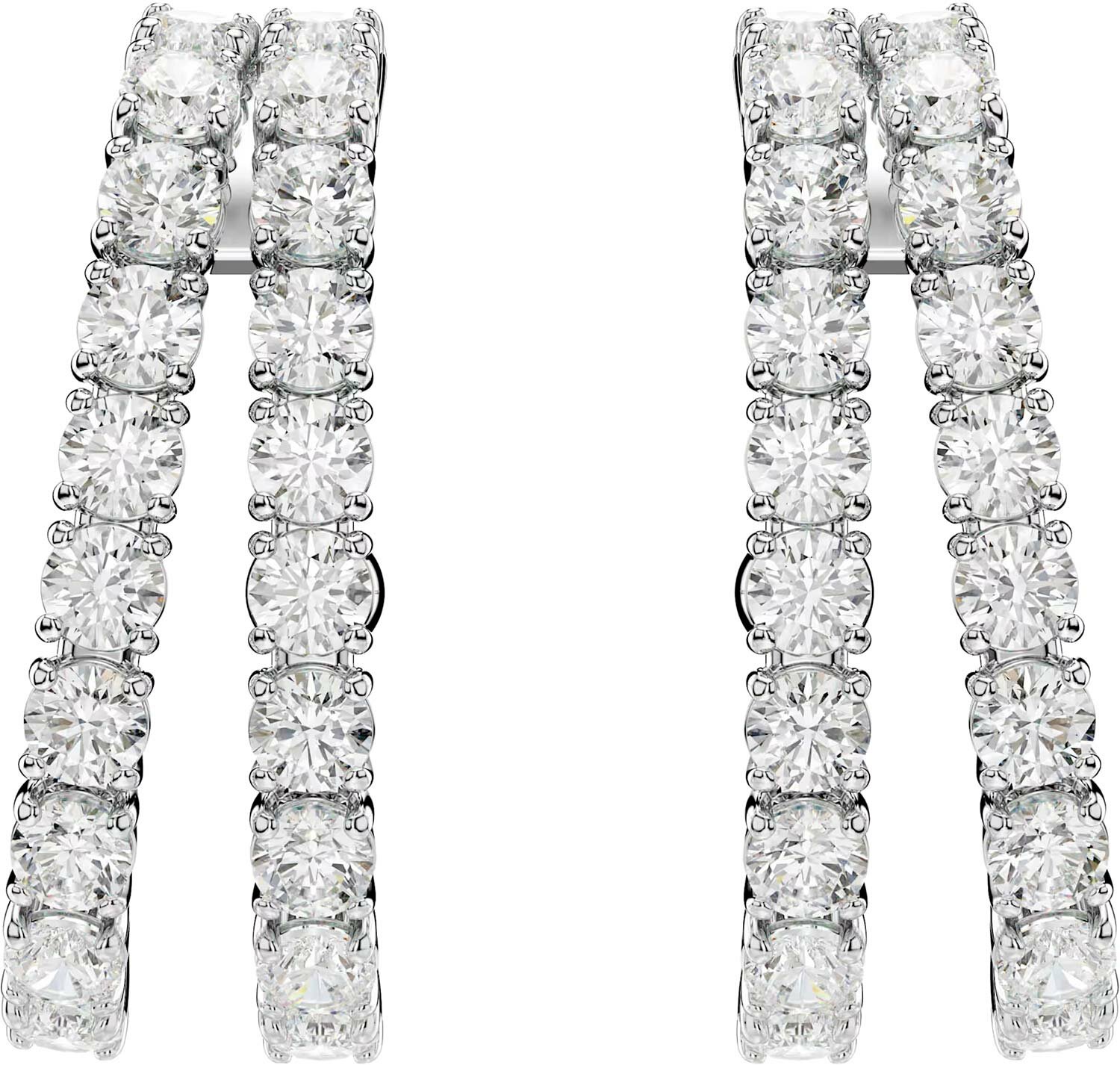 Серьги с подвесками SWAROVSKI, кристаллы Swarovski, размер 23 мм, белый, серебряный