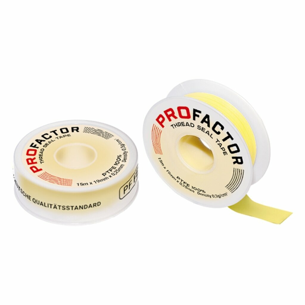 Лента ФУМ для газа 15 м 19х0.25 мм большая профессиональная желтая ProFactor PF FE 531