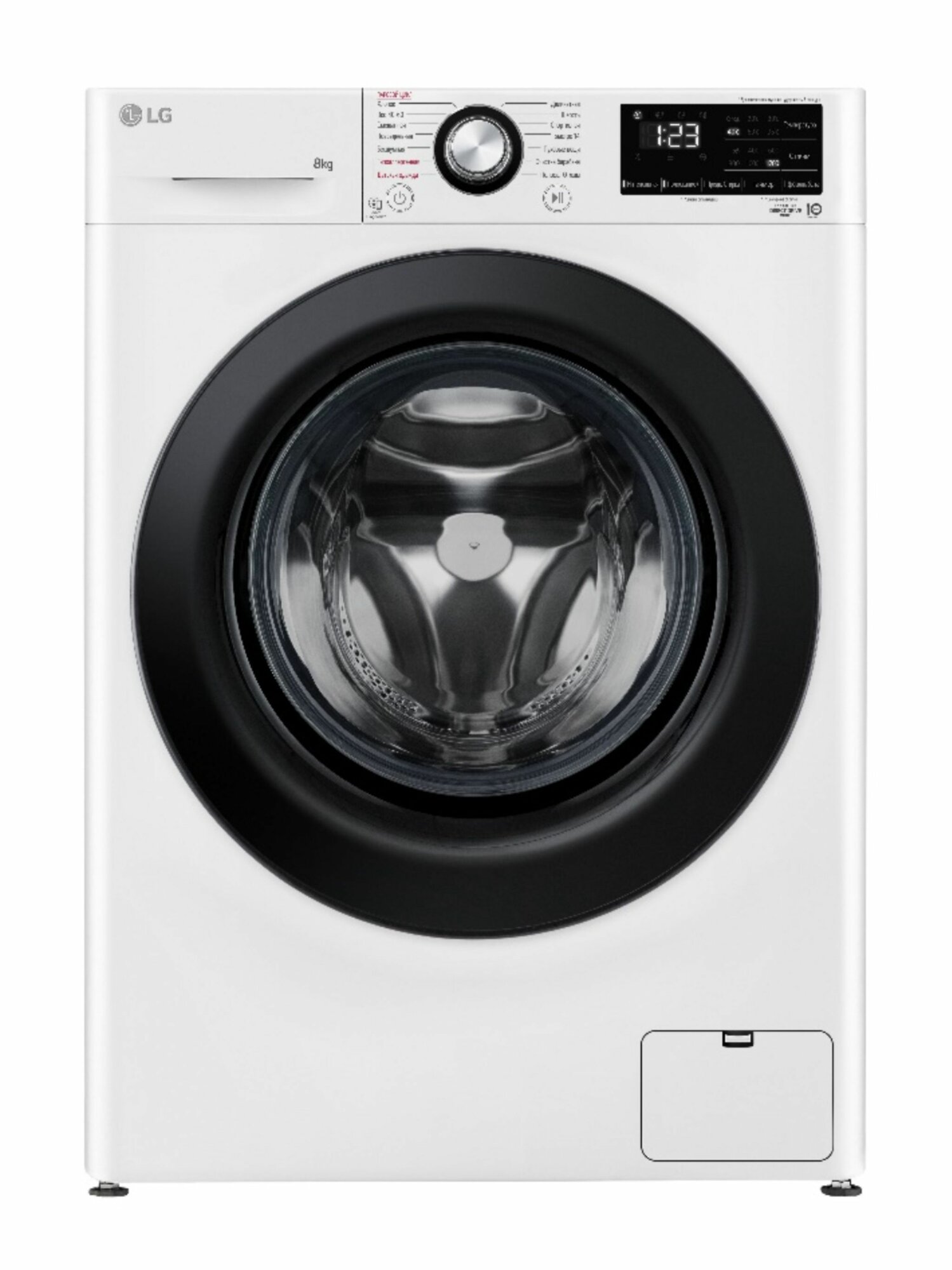 Стиральная машина LG F2V3PS6W, загрузка 8 кг, с паром, инверторный двигатель, белая/черная