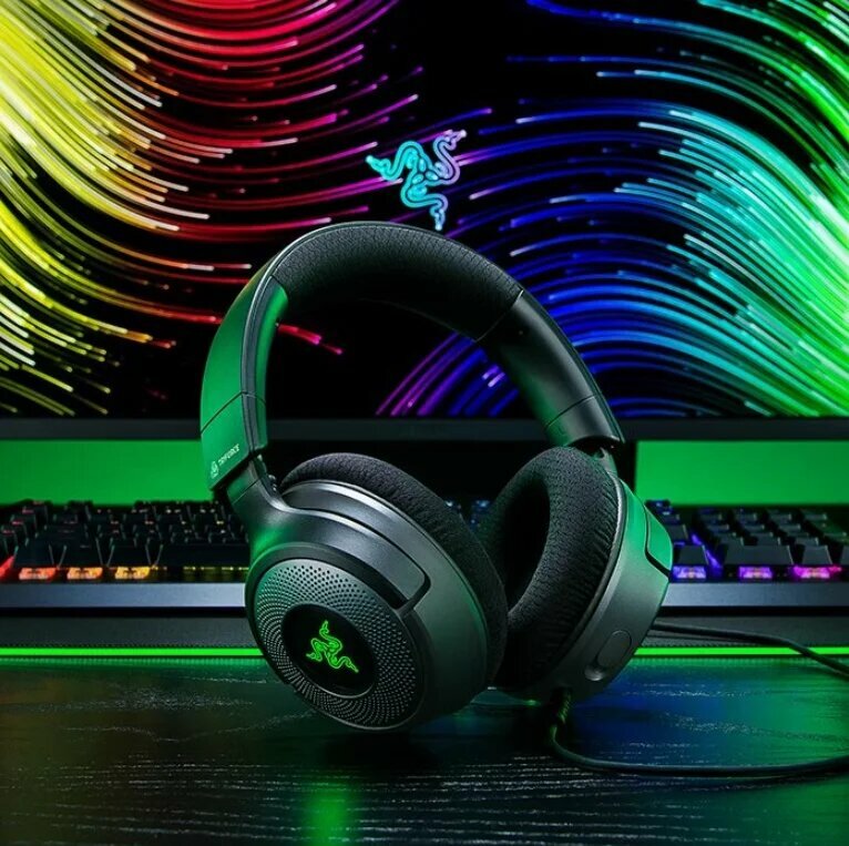 RAZER KRAKEN V4 KRAKEN V4 X Wireless-3 режима подключения Выдвижной гиперпрозрачный сверхширокополосный микрофон — 9-зонное освещение RGB, Kraken V4 X Headset