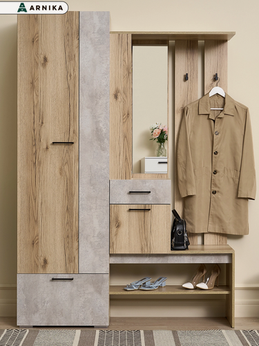 Изображение товара Набор мебели для прихожей "Фаворит 1"Дуб Делано/Цемент Светлый