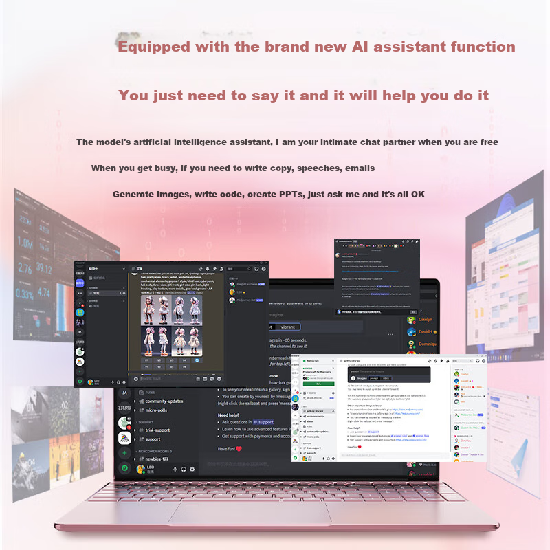 Изображение Ноутбук AIERXUAN AIR15 2025 Intel High-value Notebook Ultra-thin AI High-performance Ultra-thin College Student Online Course Design Business Office Pink 32G+1TB