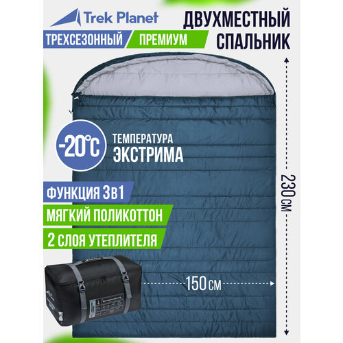 Спальный мешок TREK PLANET Aosta Double cиний 230 см 150 см с двух сторон