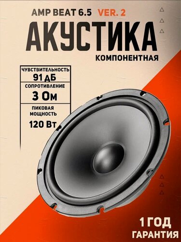 Изображение товара Акустика компонентная AMP BEAT 6.5 V2, 60Вт, 16,5см, 91дБ, черная