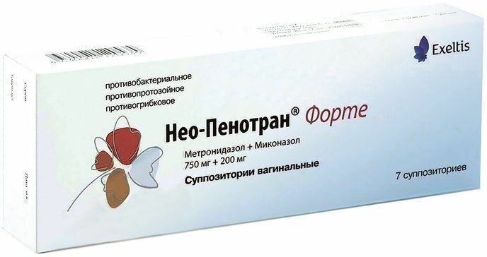 НеоПенотран Форте суппозитории вагинальные 750 мг200 мг 7 шт