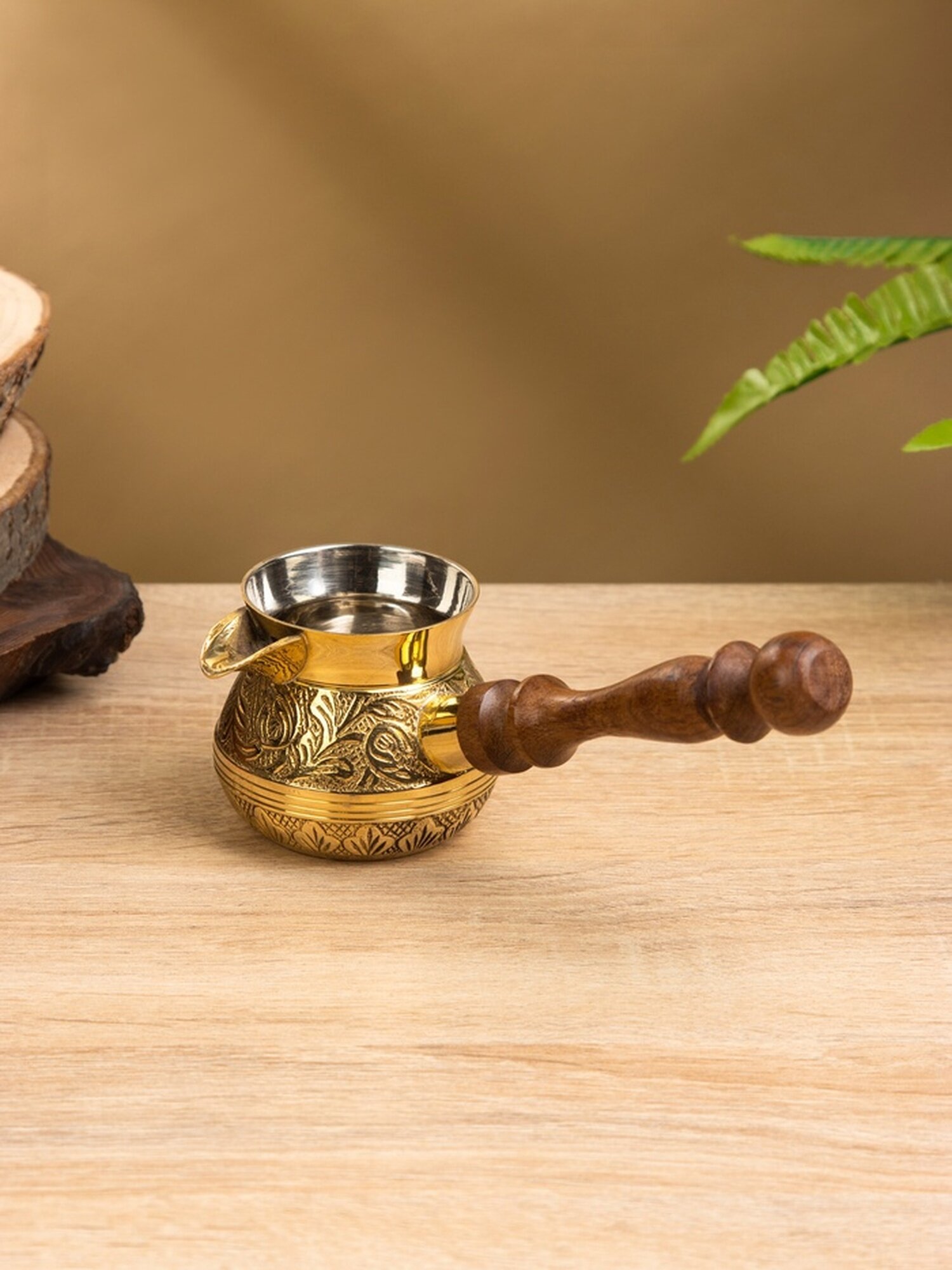 Турка Сима-ленд «Золотые узоры», с теплоизоляционной ручкой, латунь, дерево