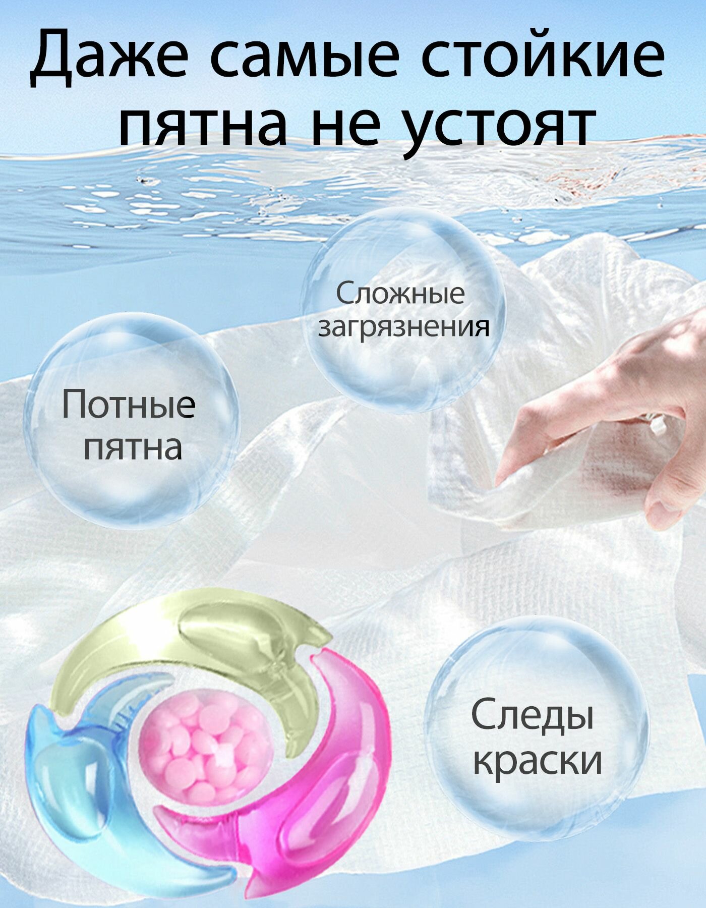 Капсулы для стирки 4 в 1, смешанный цветочный аромат, 70 шт. — фото 1
