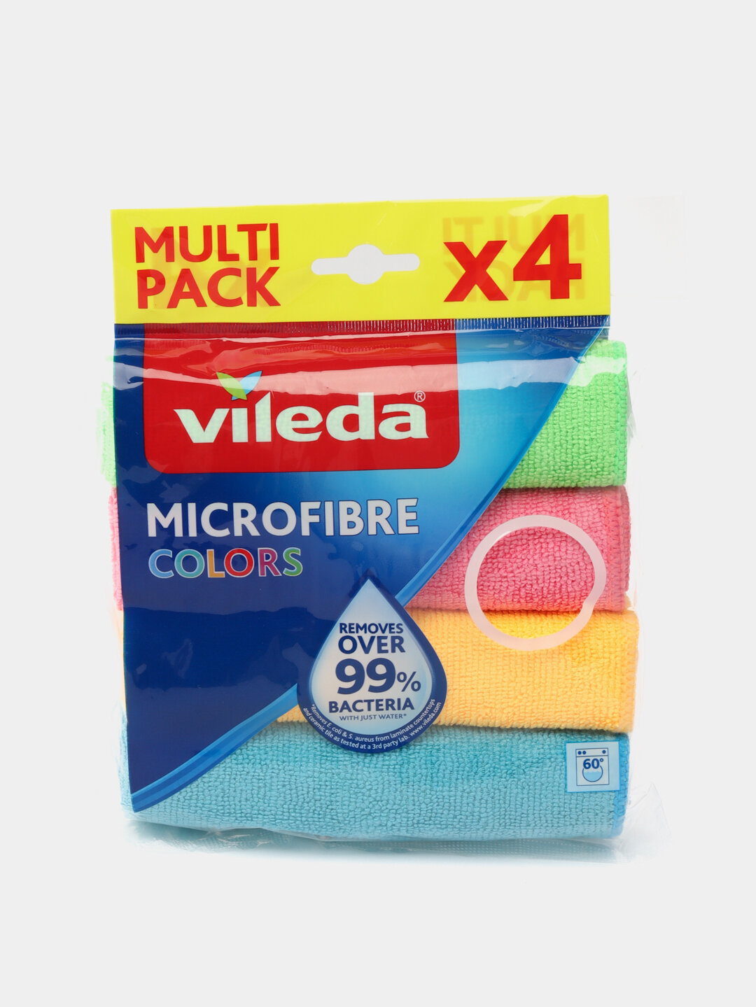 Набор салфеток Vileda Microfibre Colors, 4 шт, из микрофибры, для уборки — фото 1