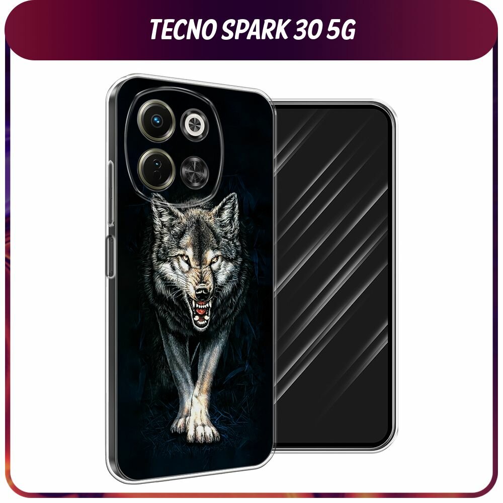 Чехол на Tecno Spark 30 5G / Текно Спарк 30 5G с принтом "Злобный волк из ночи"
