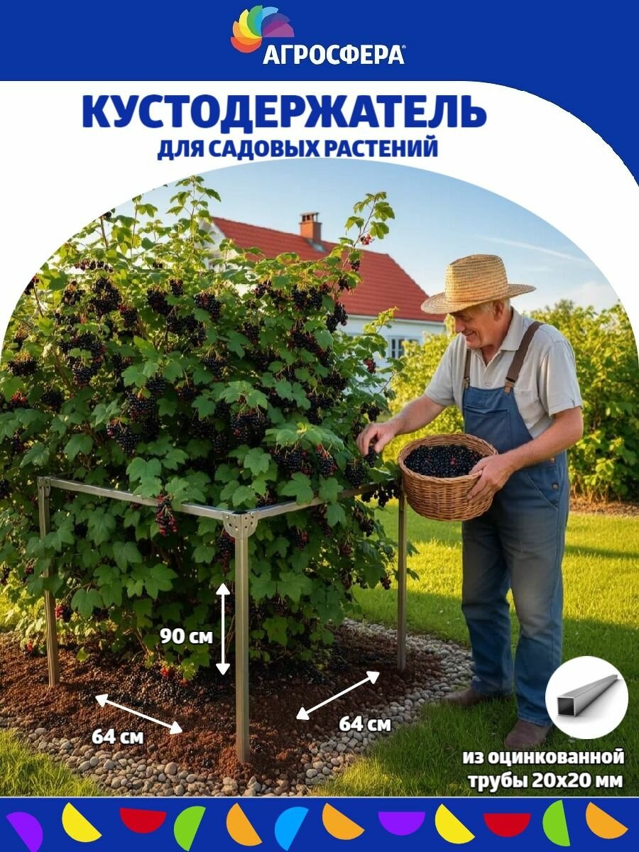 Опора для кустов Агросфера  оцинкованная труба 20x20мм  90х64см