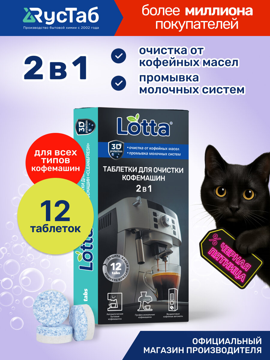 Таблетки для очистки кофемашин от кофейных масел "Clean&Fresh" 12 шт