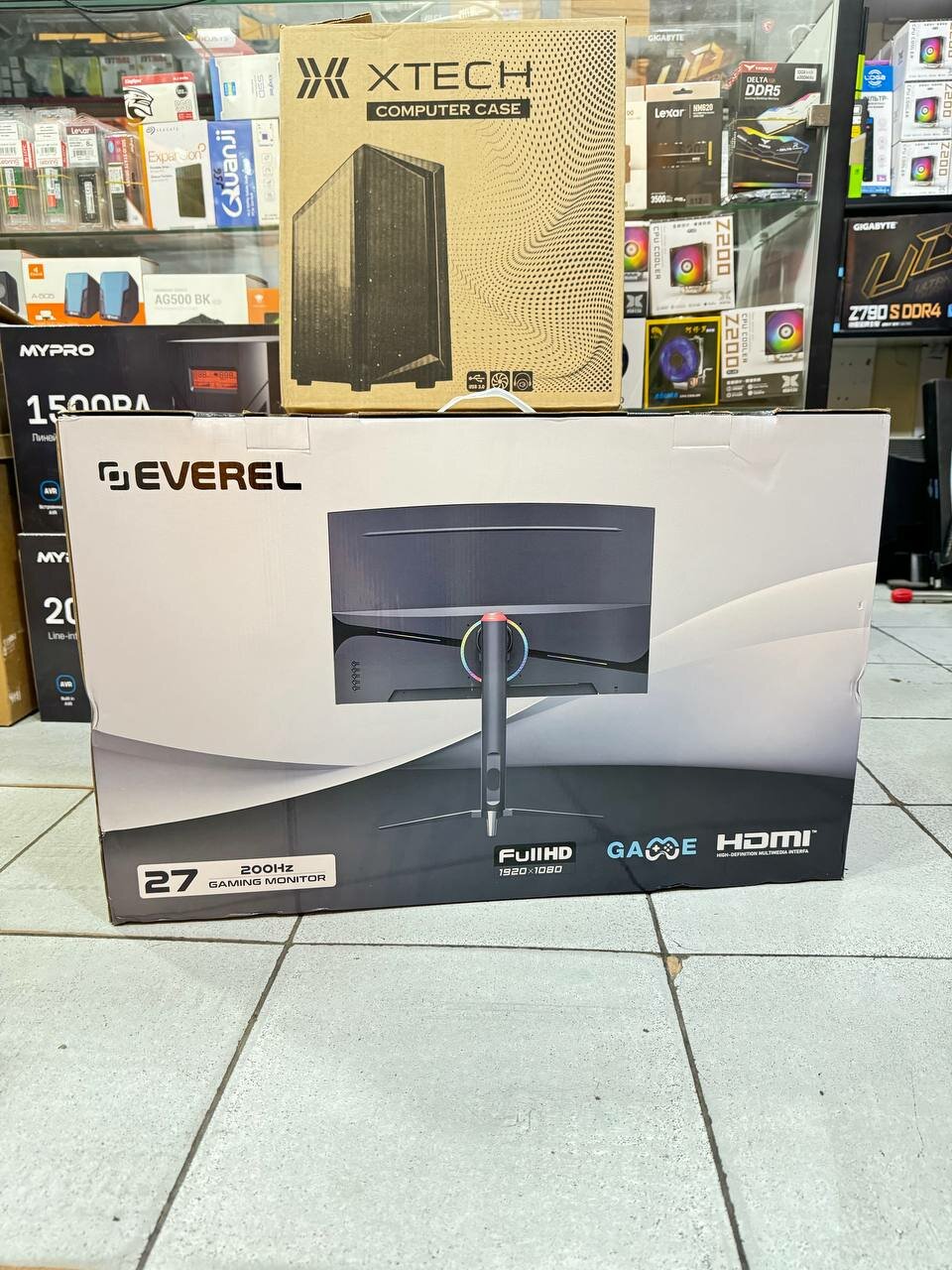 Игровой монитор EVEREL 27EG200-27" Curved Monitor 200 Гц, HDMI+DP+Audio out+DC+RGBlight панель VA, — фото 1