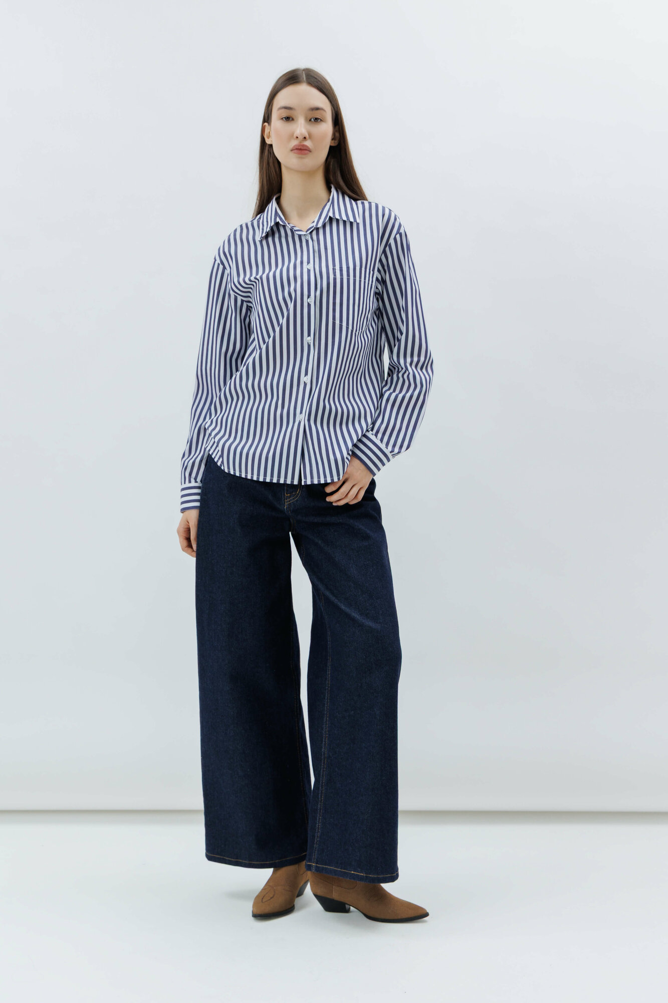 Блуза TERRA PRO, размер L, white/blue — фото 1