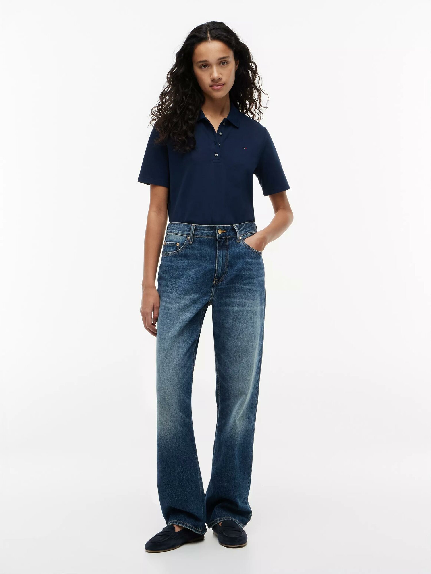 Поло TOMMY HILFIGER, 1 шт., размер M, темно-синий — фото 1