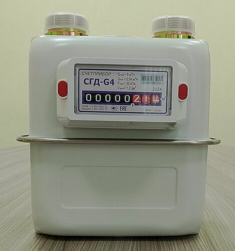 Изображение товара Счетчик газа мембранный Счетприбор СГД G4, вход слева, Ду 1_1/4", межосевое расстояние 110 мм, 2026 год выпуска