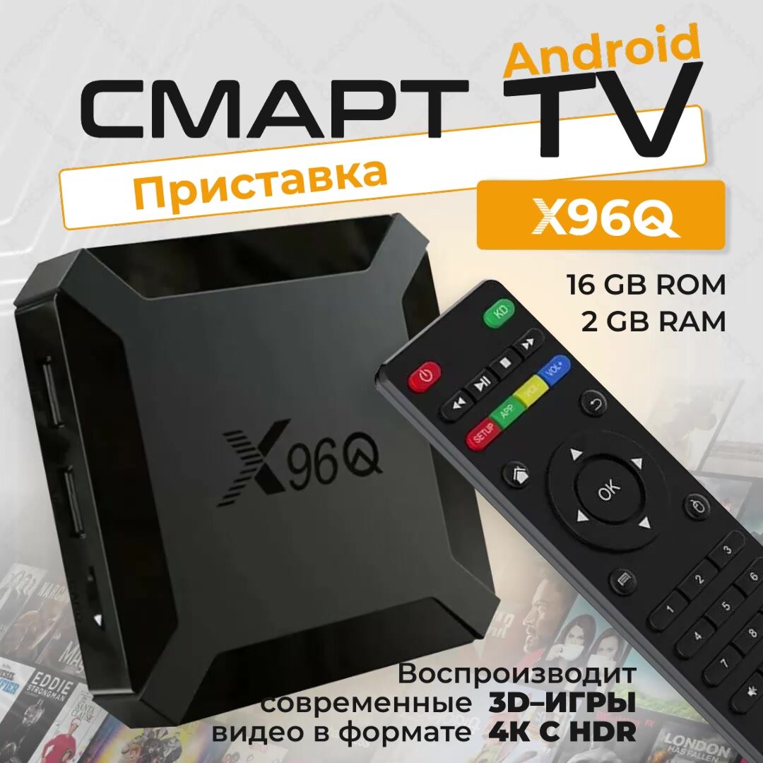 Смарт TV Box X96Q 4K Android 10.0 2/16 Гб, черный, пульт в комплекте — фото 1