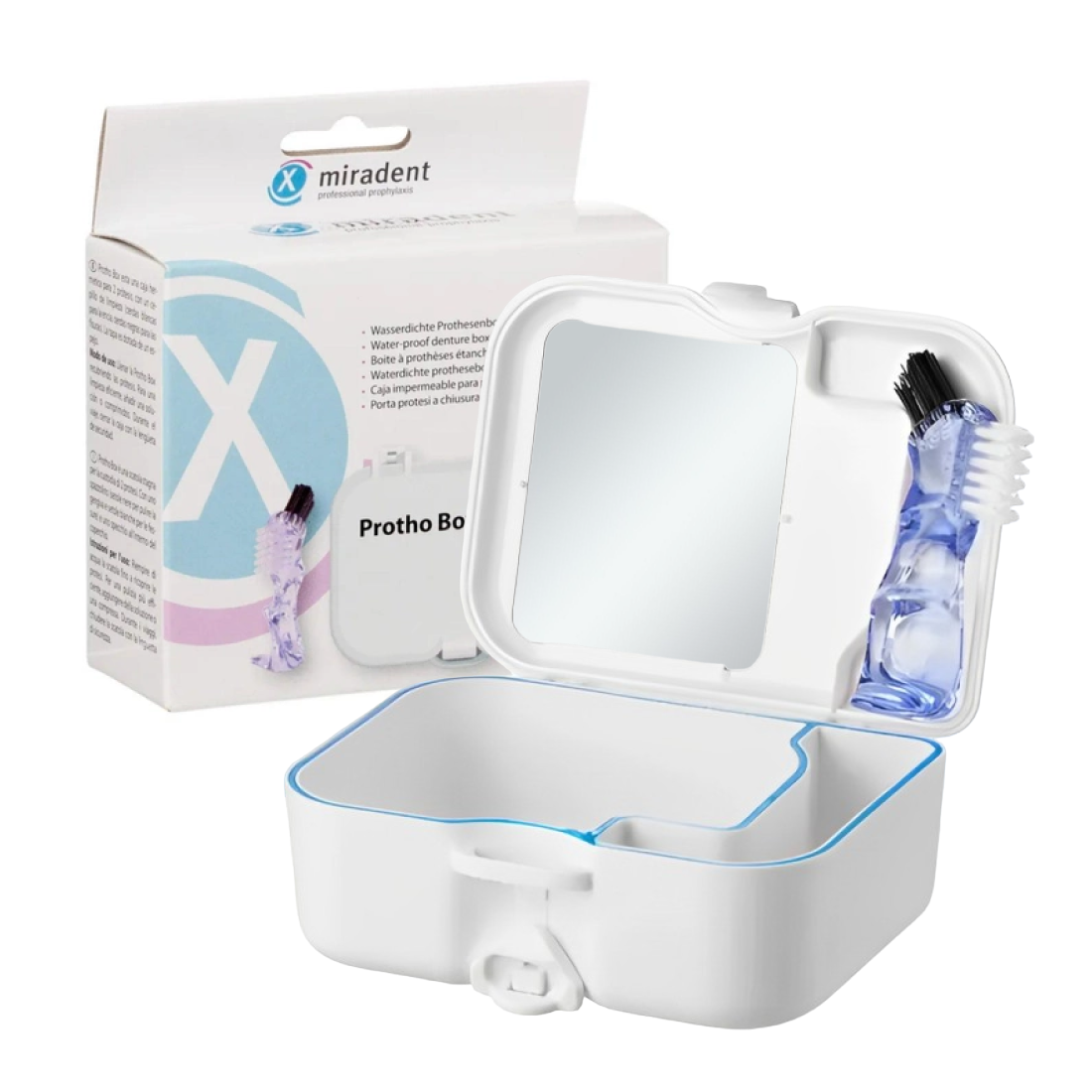 Изображение Контейнер Miradent Protho Box для хранения протезов + щетка