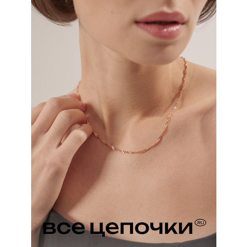 фото Цепь всецепочкиru, красное золото, 585 проба, длина 55 см, средний вес 2.29 г, , розовое золото
