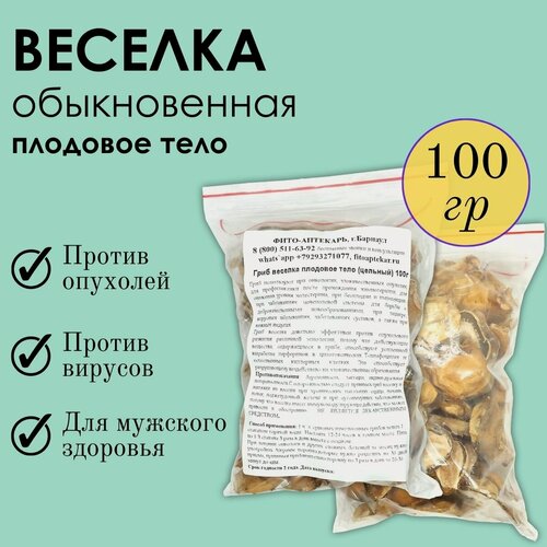 Изображение товара Гриб весёлка "Фито-Аптекарь" против доброкачественных и злокачественных опухолей, плодовое тело цельный, 100г