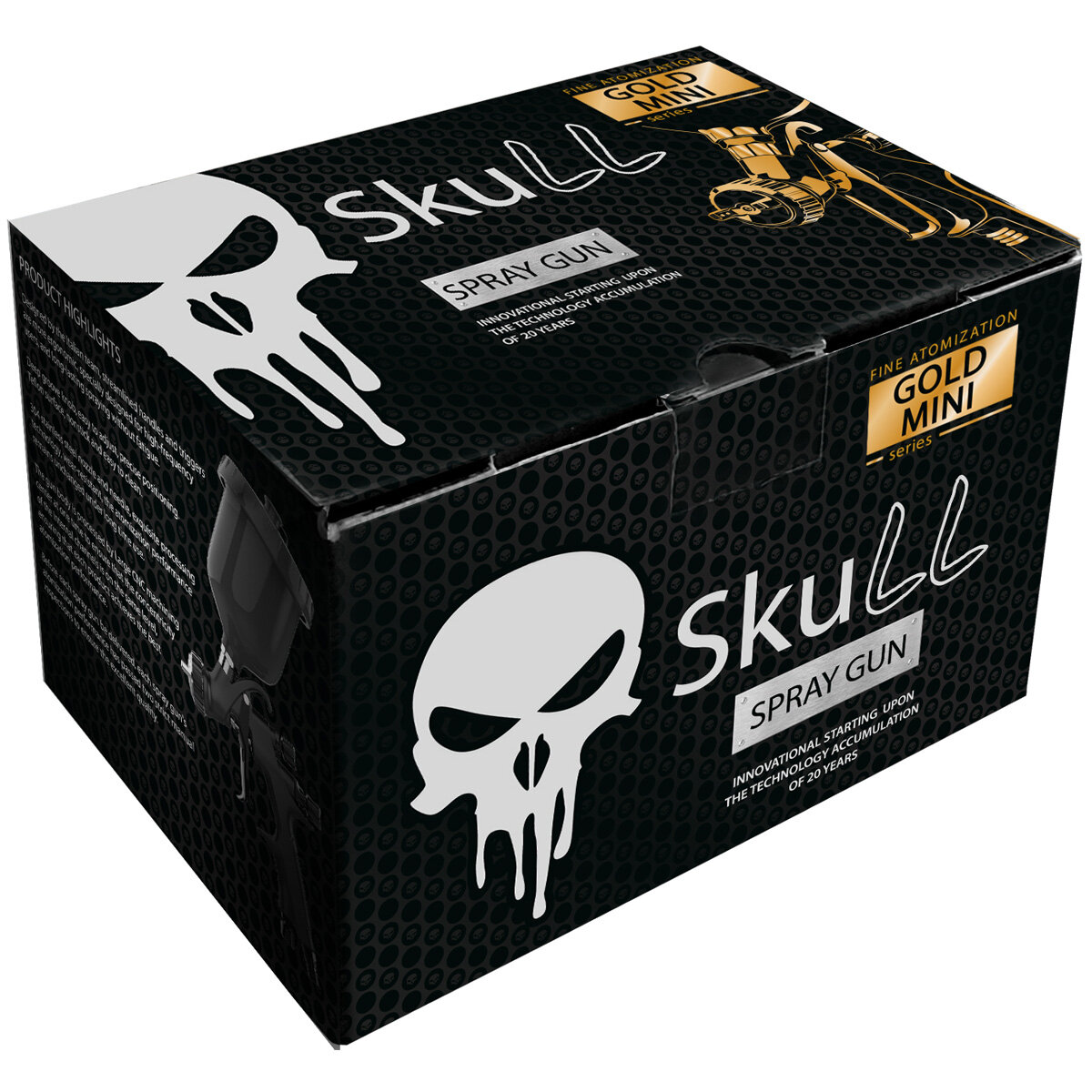 Изображение Миникраскораспылитель HVLP GOLD MINI d1.0мм черный верхний бачок 250мл SKULL