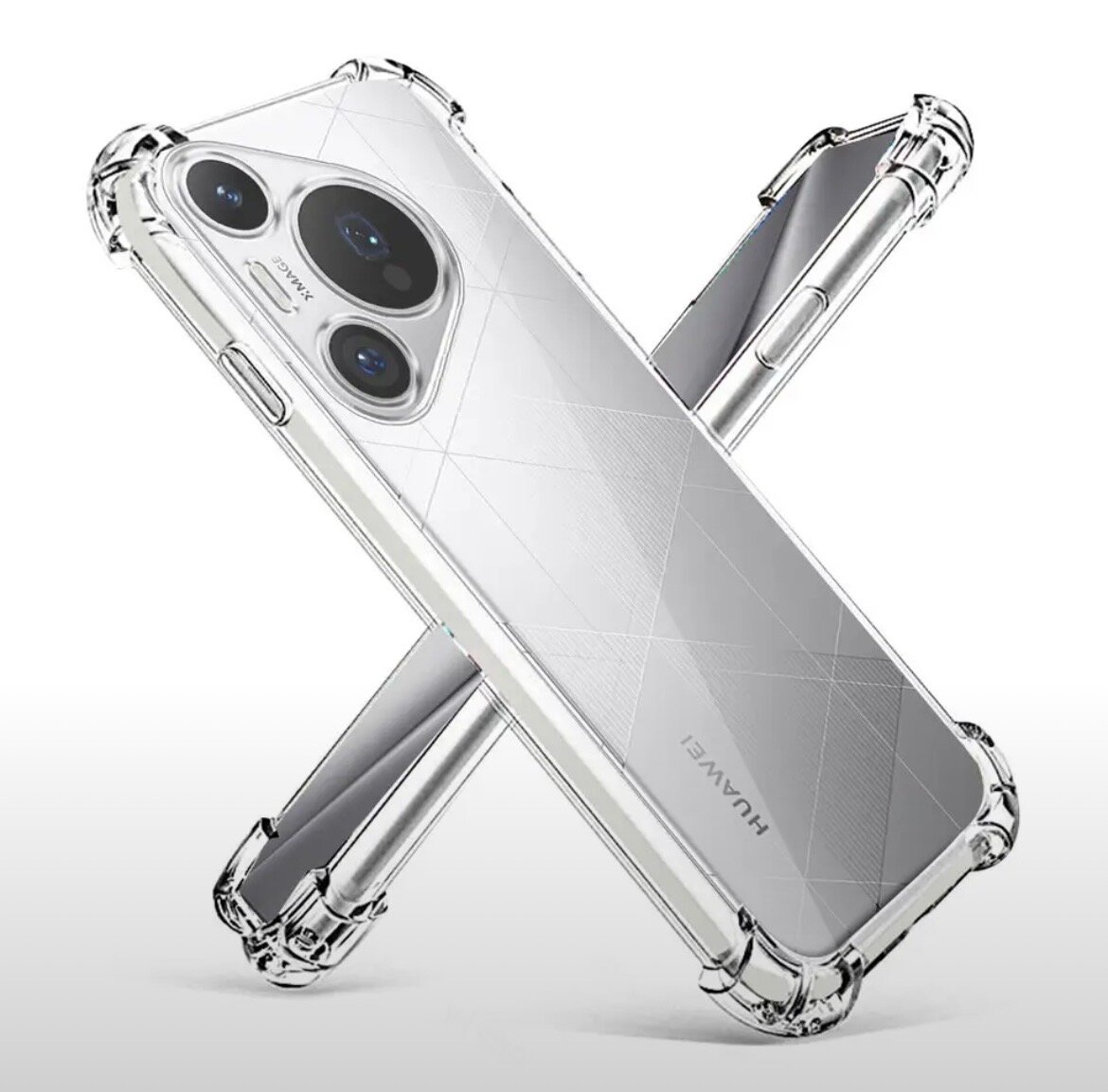 Противоударный прозрачный чехол с защитой камеры для Huawei Pura 70 Pro/Pura 70 Pro+ (Хуавей Пьюра 70 Про/Пьюра 70 Про+) — фото 1