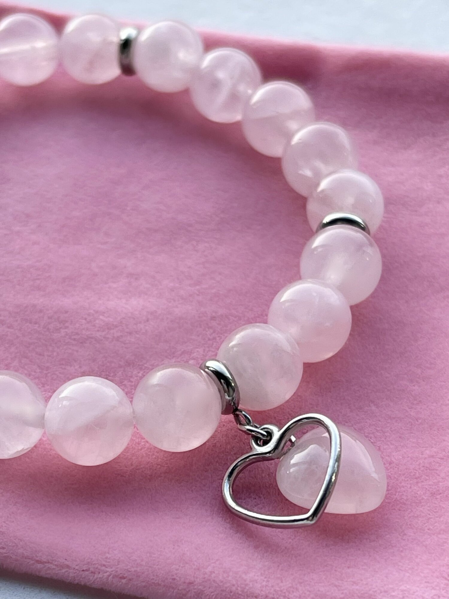Браслет OM Gemstone Workshop, кварц розовый, розовый — фото 1
