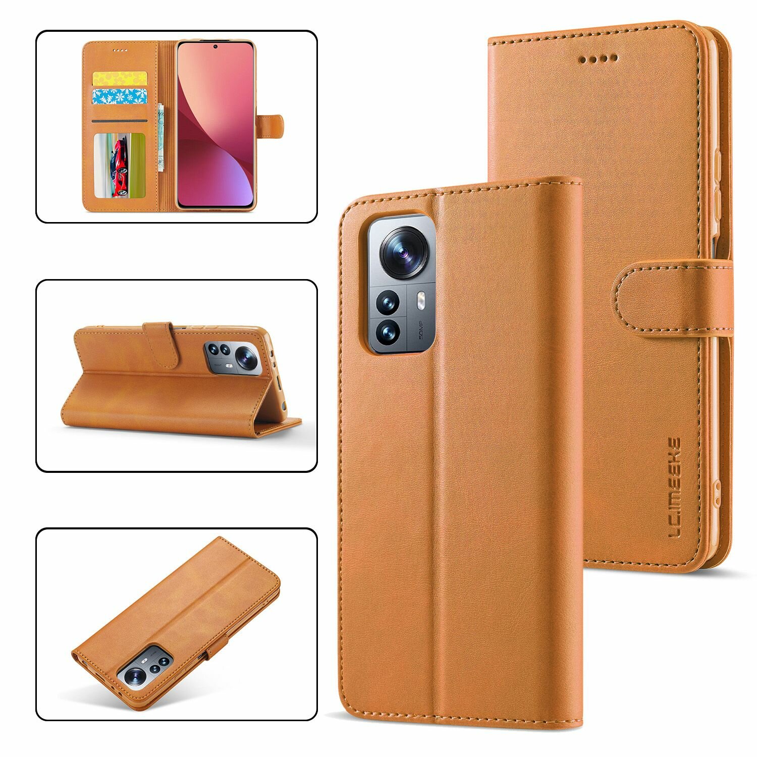 Картинки LCIMEEKE Кожаный книжка чехол для Xiaomi 12 Lite / Сяоми 12 Лайт с визитницей из экокожи