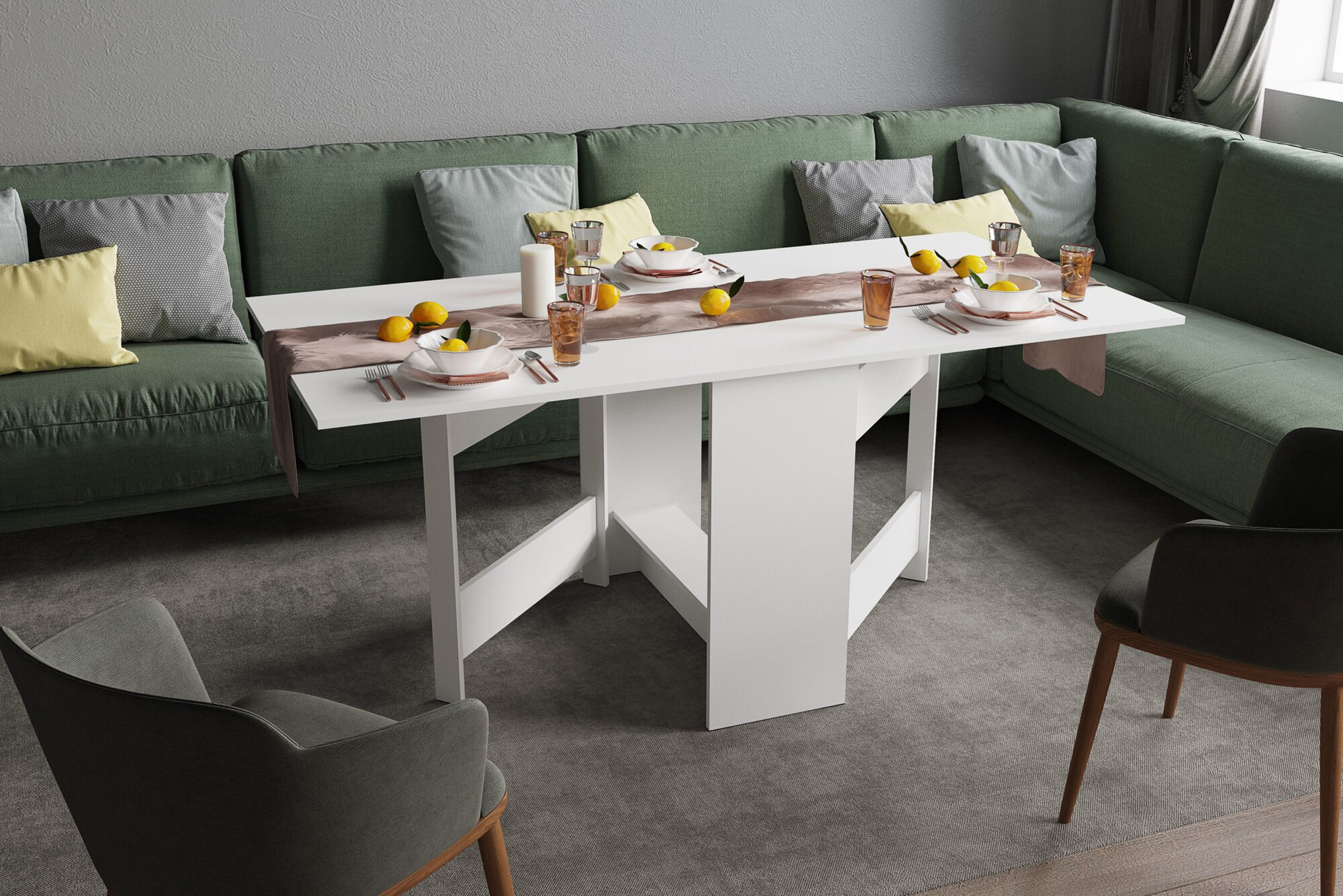 Стол-книжка 850х1740 (850*750*430) для кухни цвет Белый фабрика ТЭКС