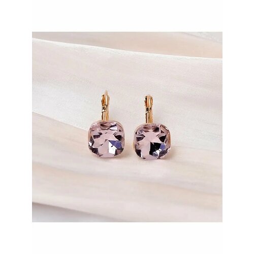 фото Серьги конго, пусеты, фианит, золотой, розовый be self true jewel