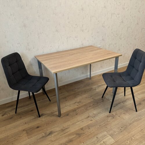 Изображение товара Кухонный стол 130*80 см. Дуб Сонома. Хром ножки. 22 мм Столешница