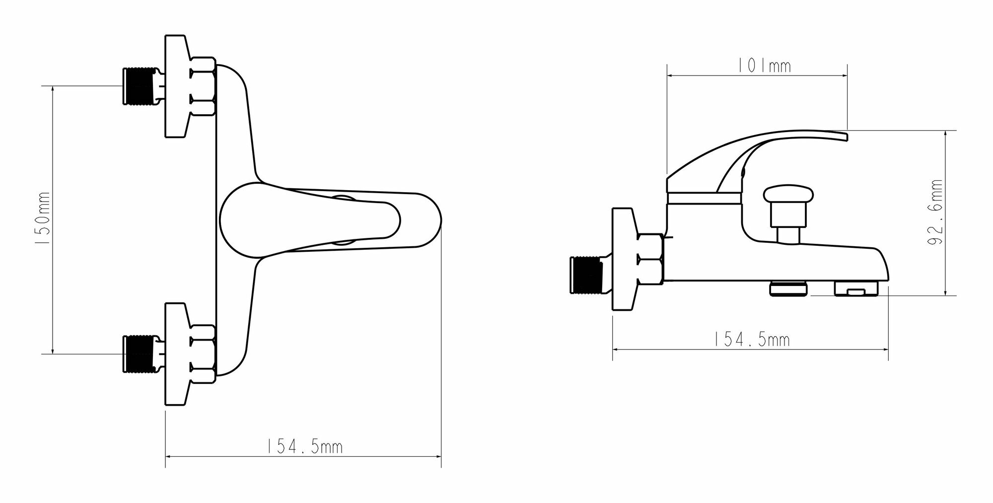 Смеситель для ванны с душем на стену ECONOCE короткий излив (EC0261) — фото 1