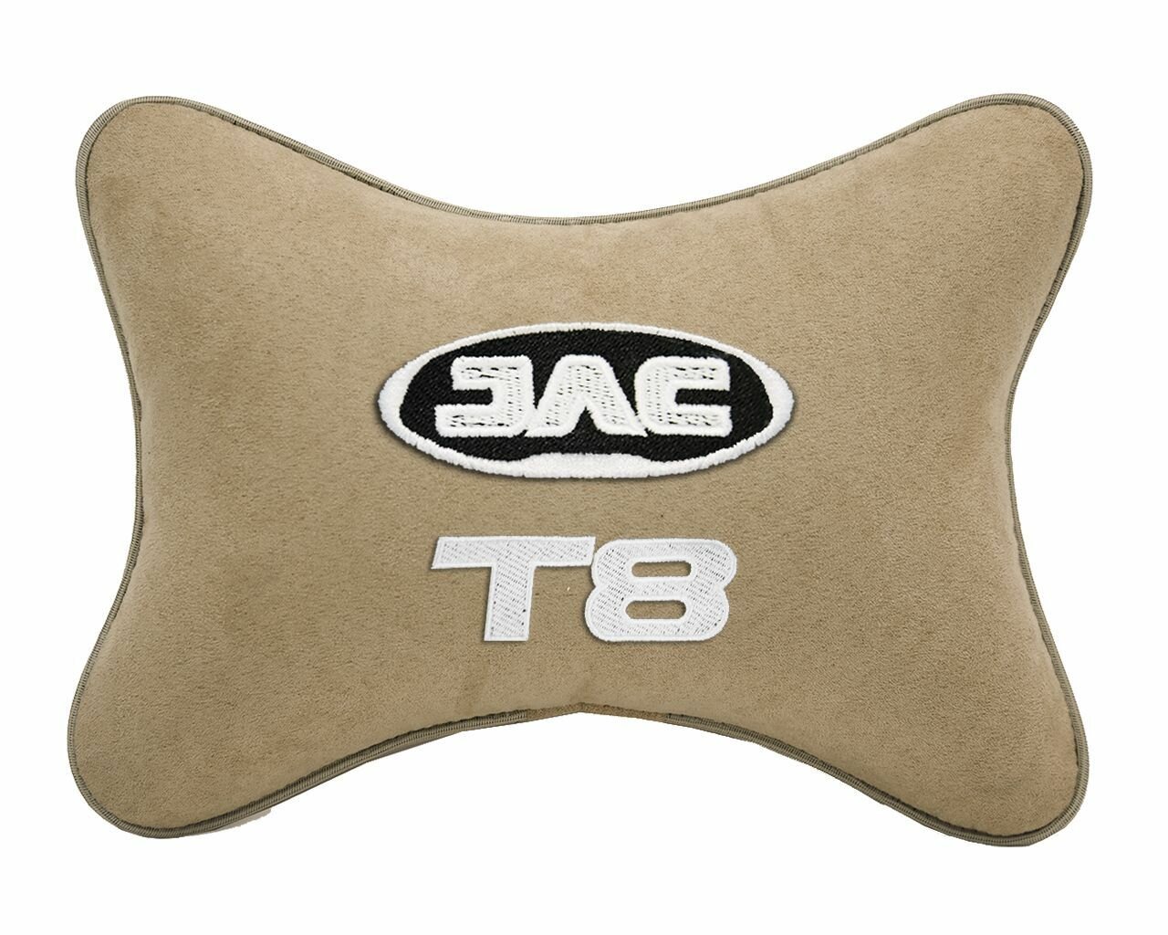Подушка на подголовник автомобильная бежевая алькантара JAC T8