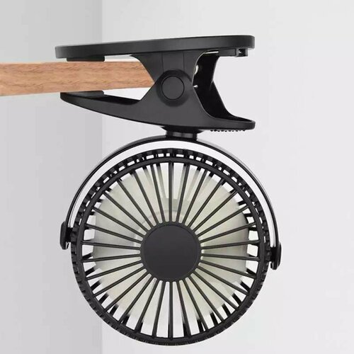 Мини-вентилятор компактный переносной с прищепкой мощный поток воздуха для дома офиса машины в детскую переносной на коляску черный 699₽
