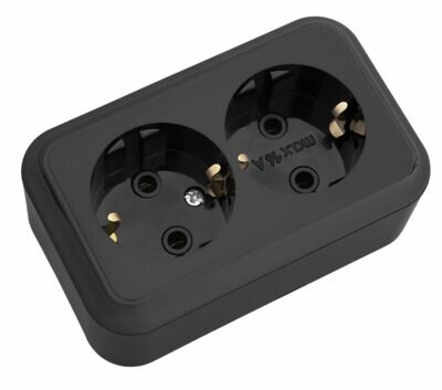 Евророзетка 2 ОП 16А Bylectrica Пралеска черный