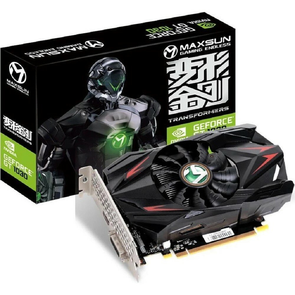MAXSUN Видеокарта MS-GT1030 Transformer 2Gb GDDR5, PCI-E x16, 64bit 1228-1468Mhz, HDMI, DVI