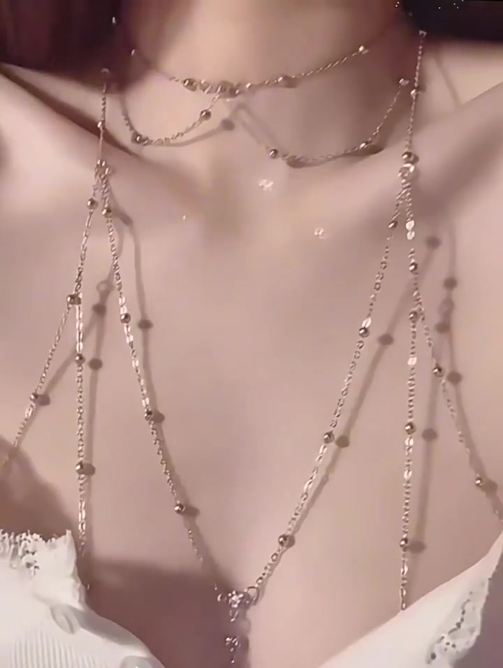 Цепь на тело Fashion jewelry, длина 80 см, 1 шт., серебристый — фото 1