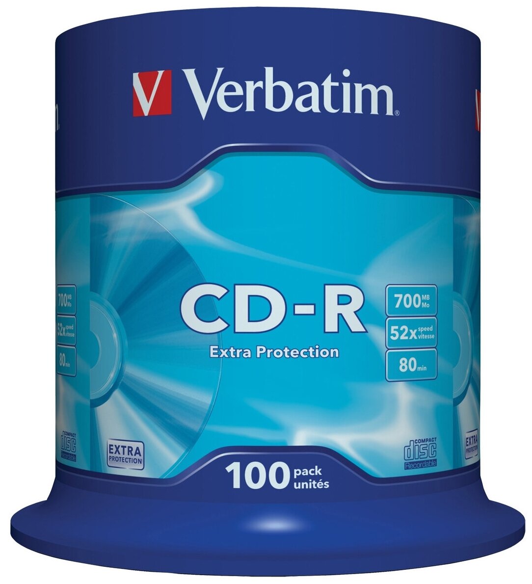 Оптический диск Verbatim CD-R 700Mb 52x 100 шт Cake Box 43411
