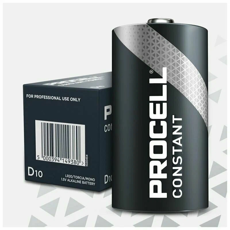Батарейка щелочная, промышленная DURACELL PROCELL LR20 D, 10 штук, (10 штук в одной упаковке)