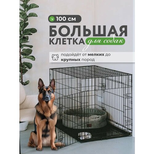 Клетка для собаки 100х70х76см 2 двери, складная, усиленная, в квартиру, для кролика, для перевозки животных
