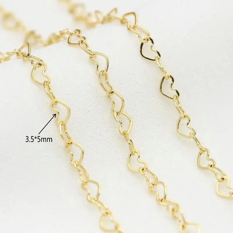 Цепочка из латуни Florainer Tina сердце форма Length 2 Meters, Gold Color